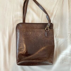 Derek Alexander brown leather crossbody bag